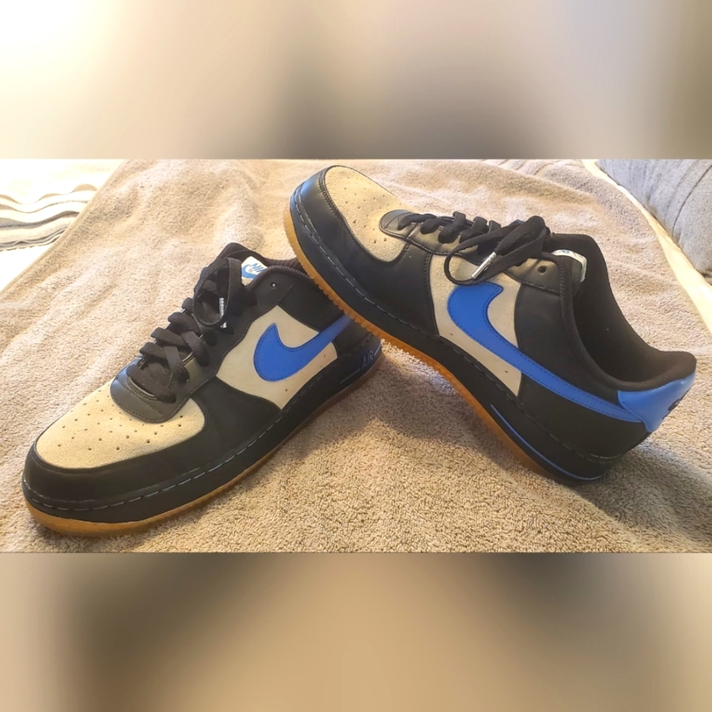 Nike Blue and Black Air Force 1s